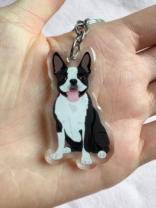 Boston Terrier (black & white) Keychain