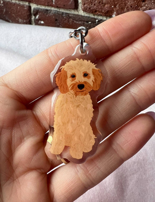 Cockapoo (blonde), Mini Goldendoodle (blonde), Multipoo Keychain