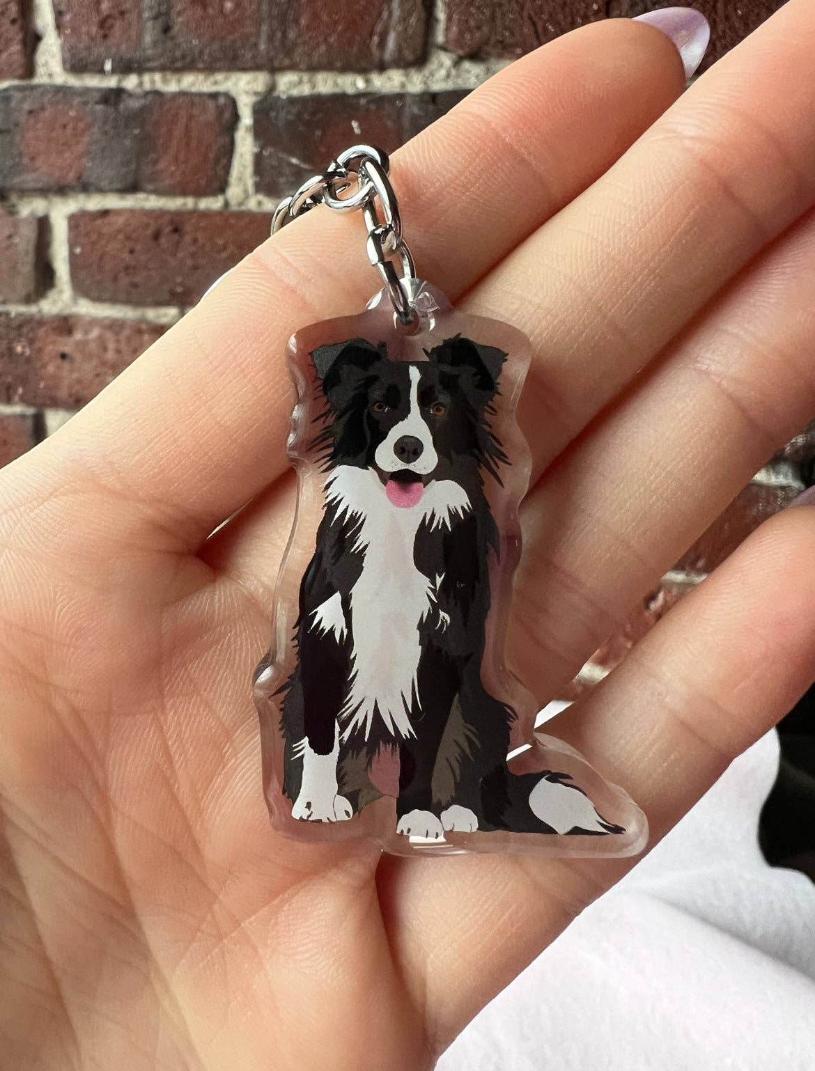 Border Collie (black & white) Keychain