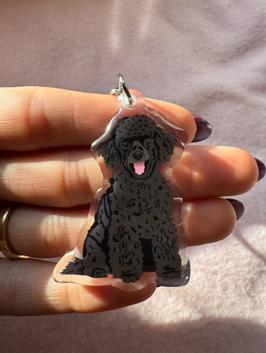 Mini Poodle, Toy Poodle (black) Keychain