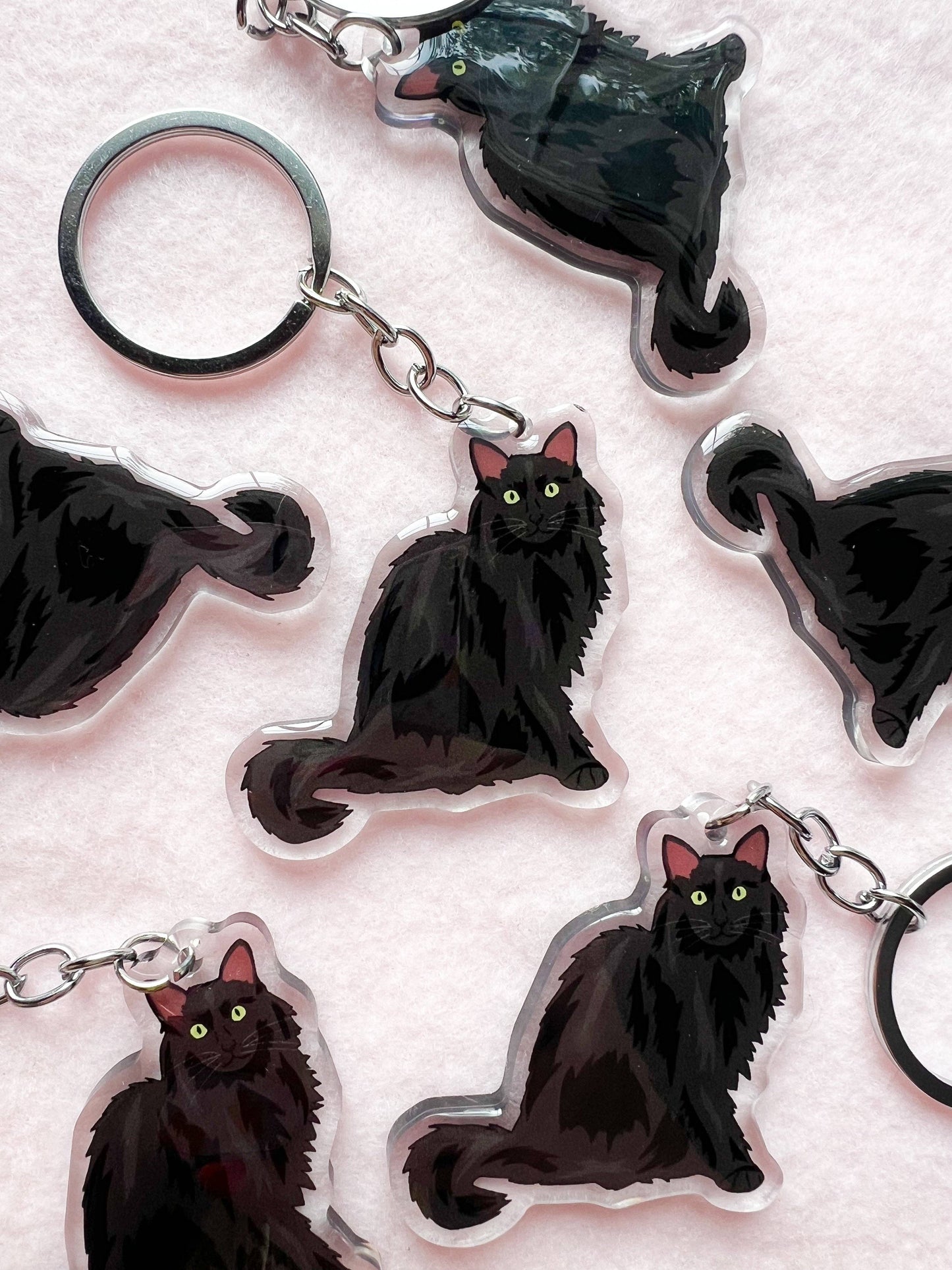 Black Cat (long-haired) Keychain
