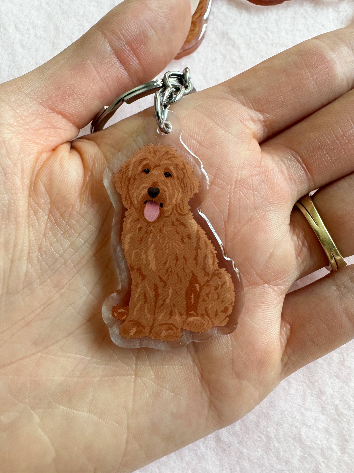 Goldendoodle, Labradoodle (red) Keychain