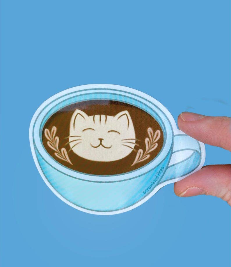 Cat in Latte Art, Coffee Shop Cute Coffe Mug Tea Cup Kitty Lover Latte Foam Design Cat Mom Gift for Friend