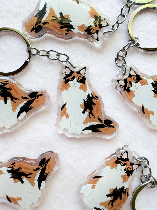 Calico (long-haired) Keychain
