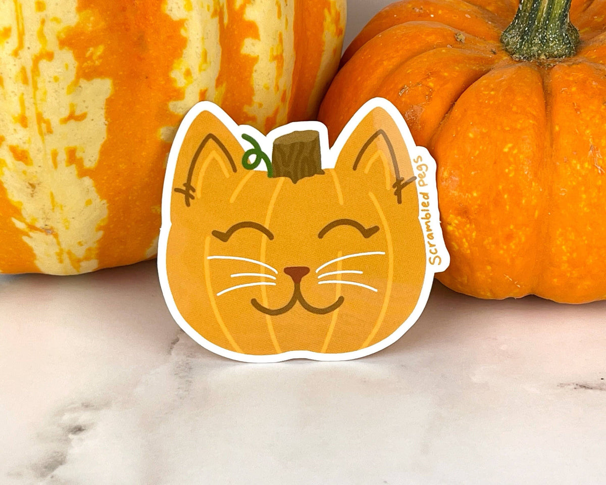 Pumpkin Cat Halloween Waterproof Kawaii Sticker Gift