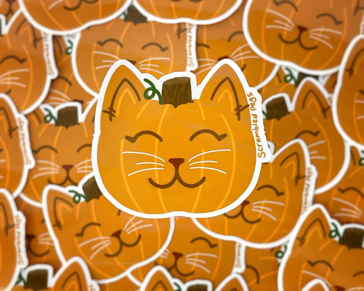 Pumpkin Cat Halloween Waterproof Kawaii Sticker Gift