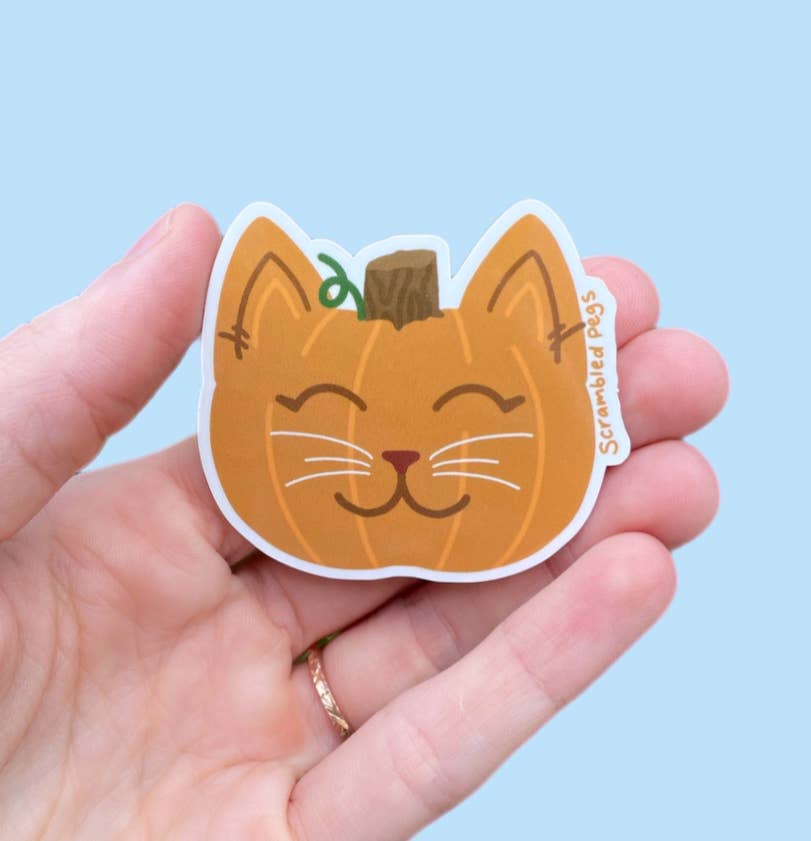 Pumpkin Cat Halloween Waterproof Kawaii Sticker Gift