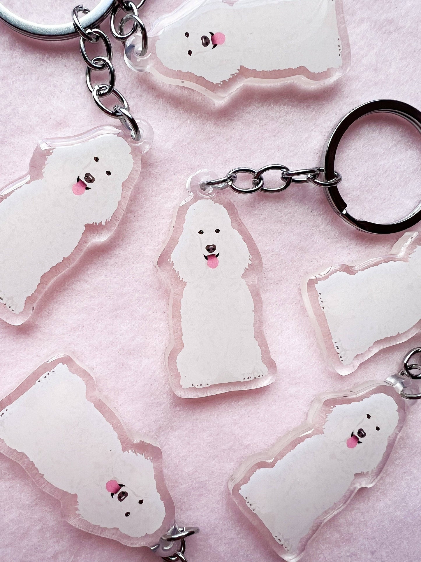 Poodle (white) Keychain