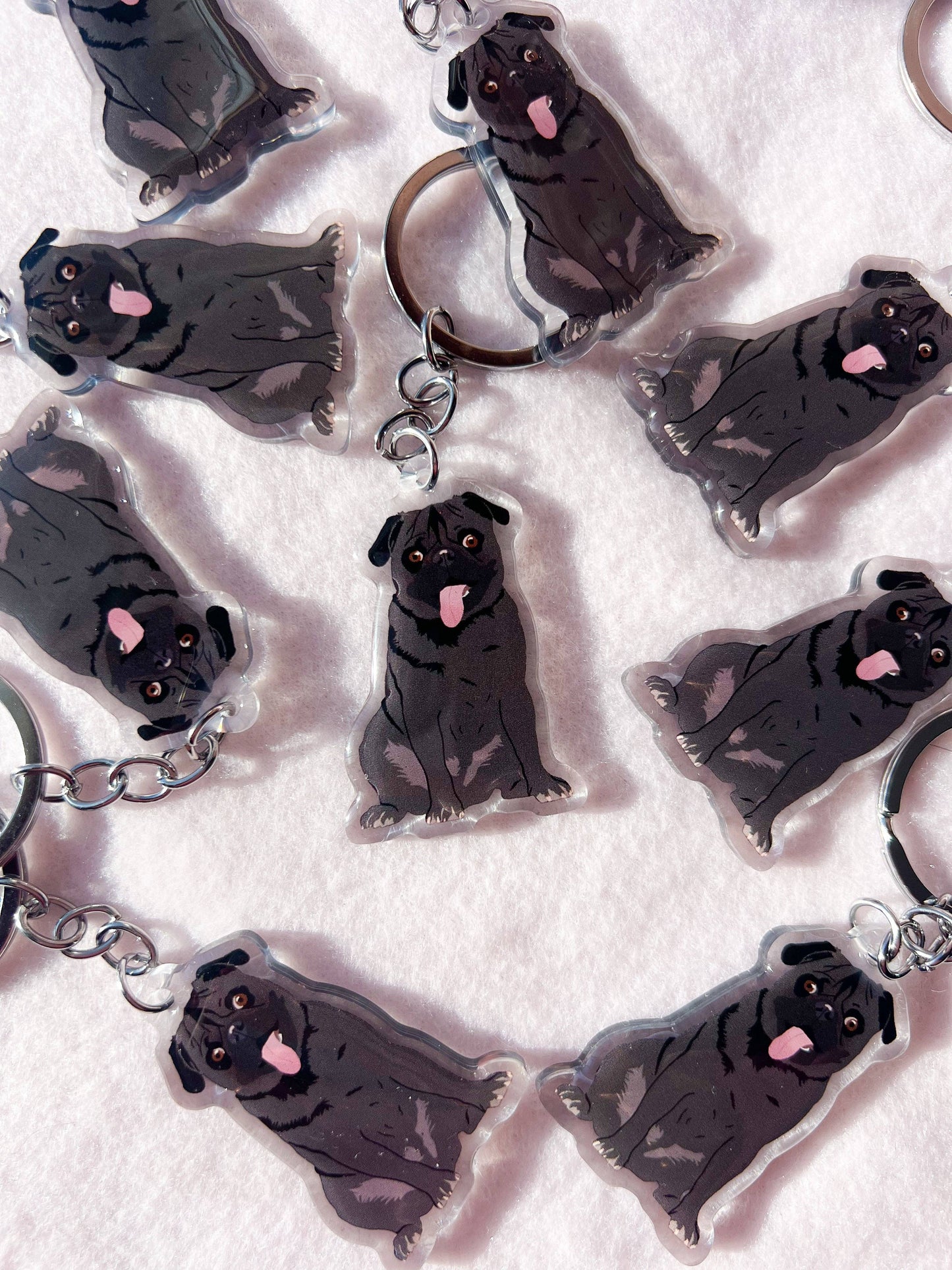 Pug (Black) Keychain