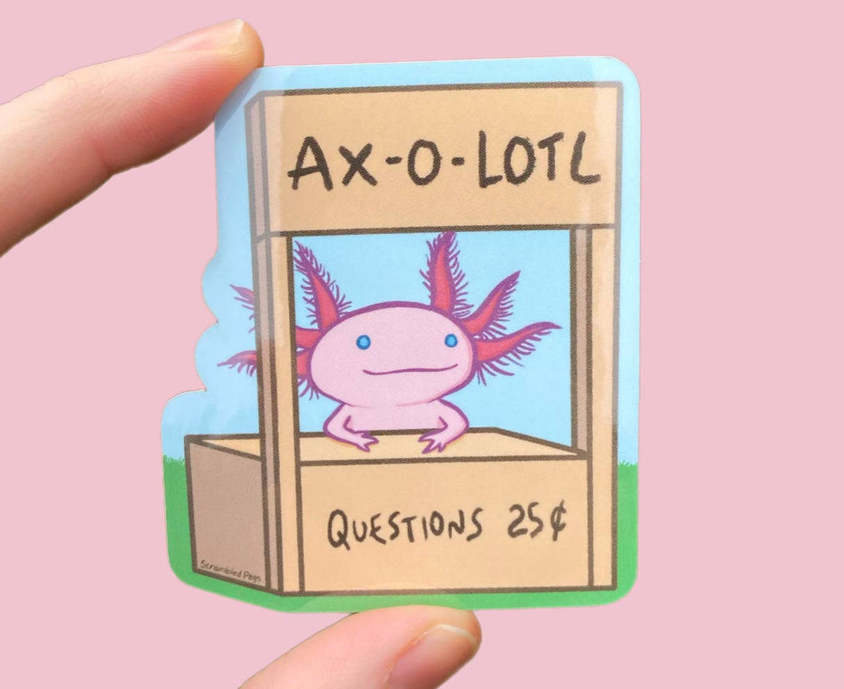 Axolotl Advice Booth Vinyl Sticker for Water Bottle Laptop