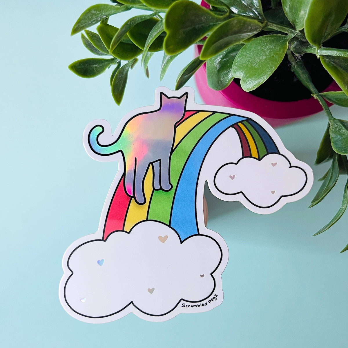 Rainbow Bridge Cat Memorial Holographic Waterproof Sticker