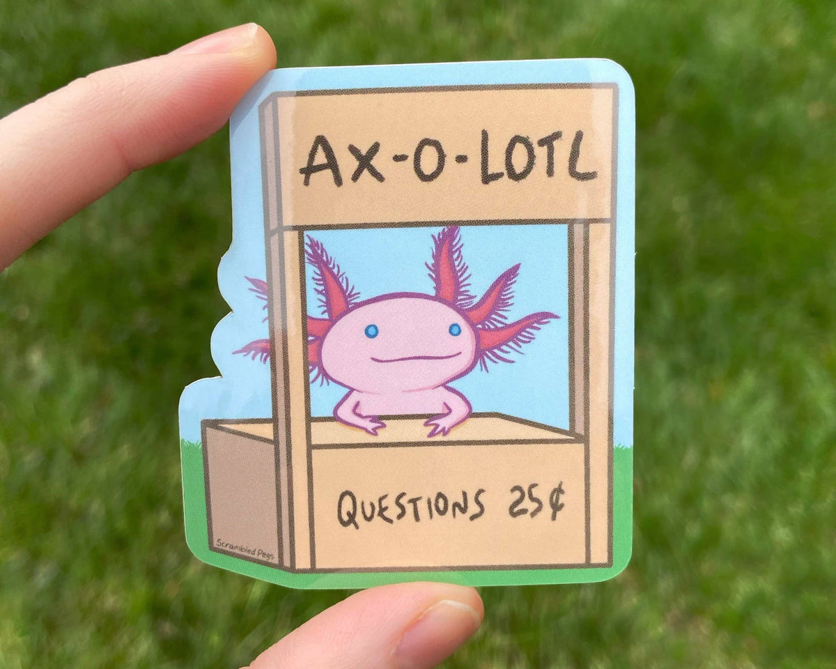 Axolotl Advice Booth Vinyl Sticker for Water Bottle Laptop