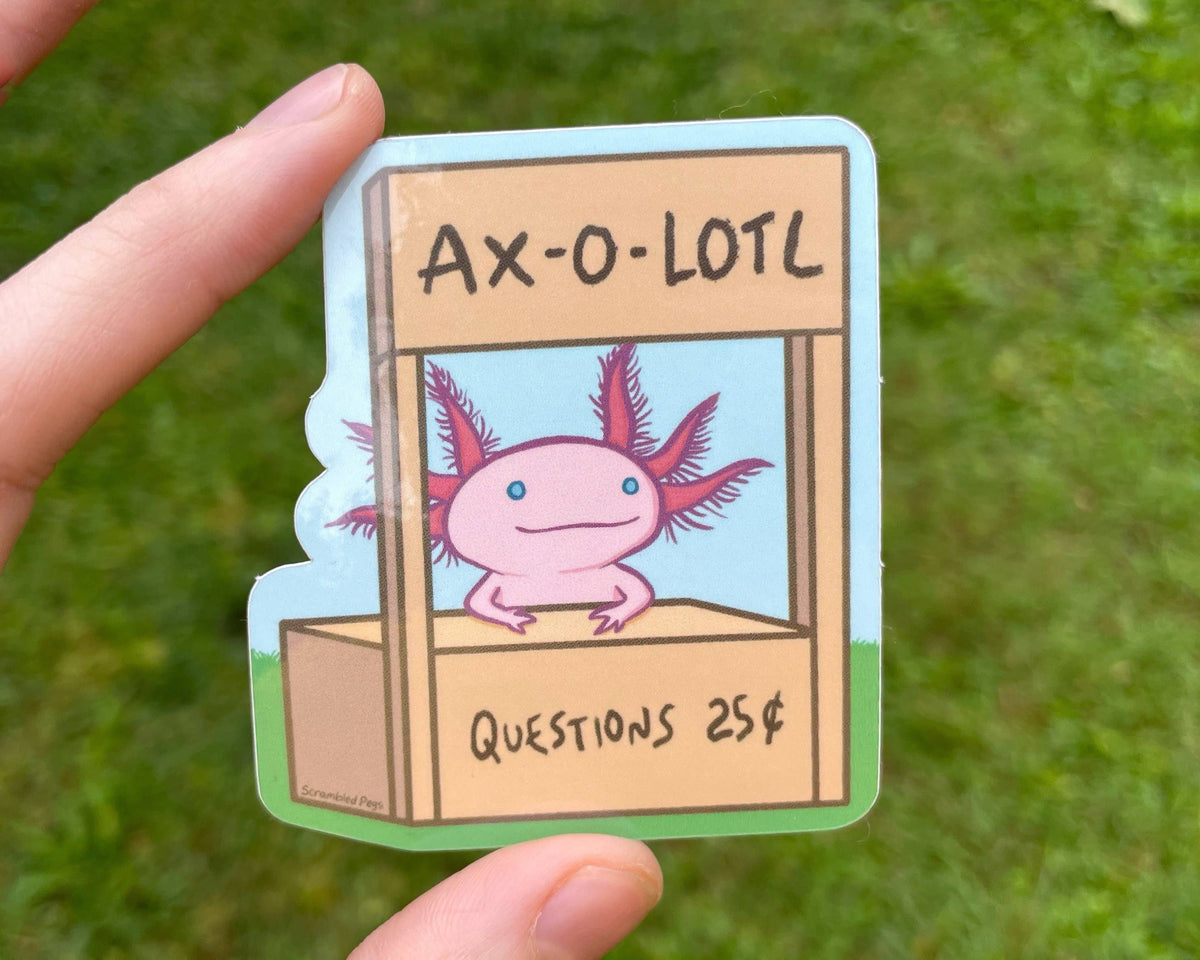 Axolotl Advice Booth Vinyl Sticker for Water Bottle Laptop