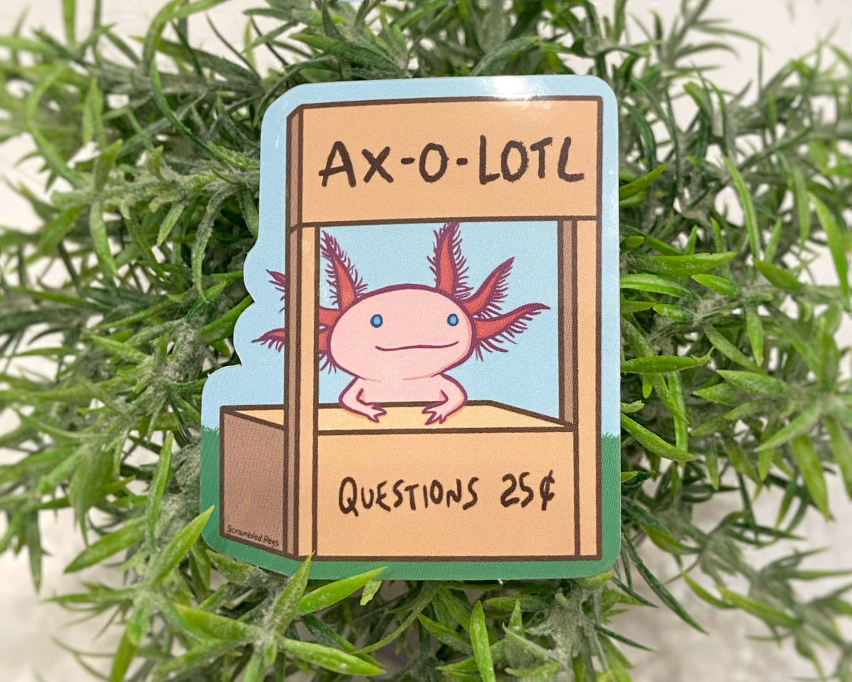 Axolotl Advice Booth Vinyl Sticker for Water Bottle Laptop