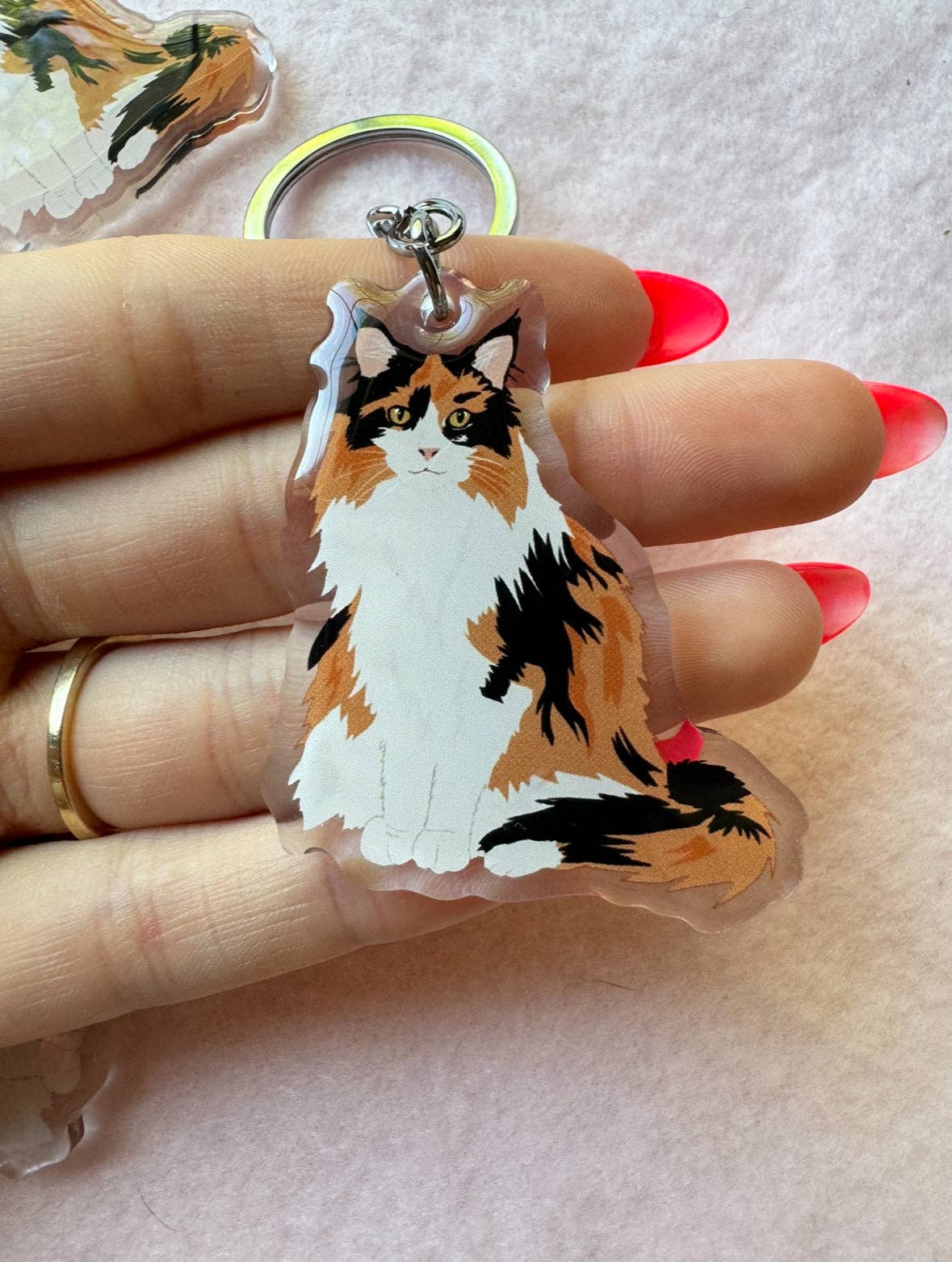 Calico (long-haired) Keychain
