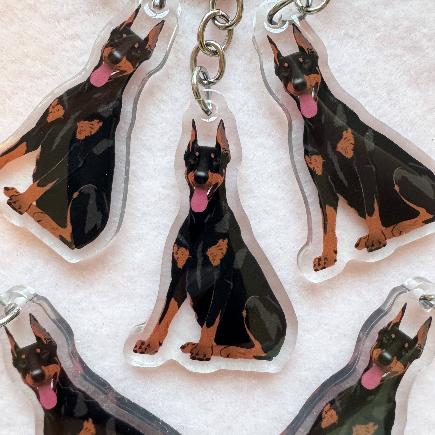 Dobermann (black & rust/cropped ears) Keychain