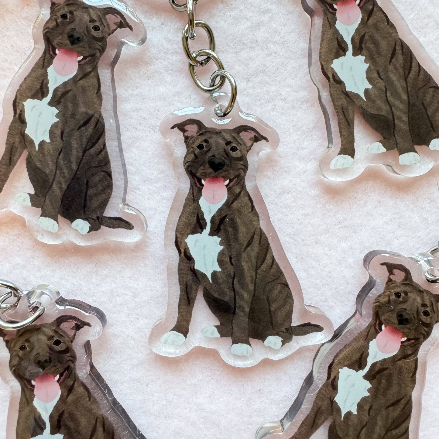 Pit Bull, Staffy (brindle) Keychain