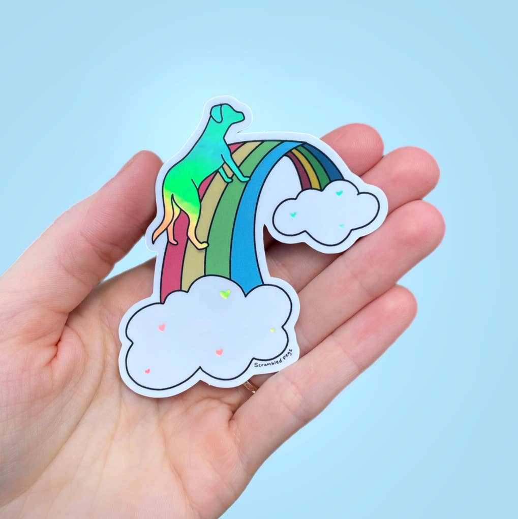 Rainbow Bridge Dog Memorial Holographic Waterproof Sticker