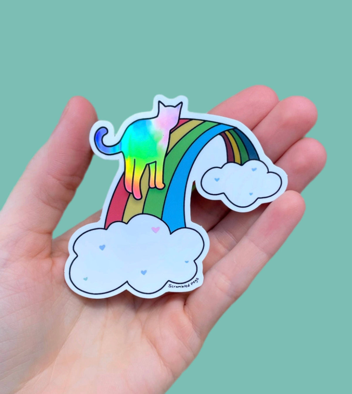 Rainbow Bridge Cat Memorial Holographic Waterproof Sticker