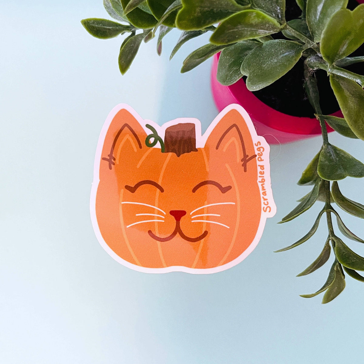 Pumpkin Cat Halloween Waterproof Kawaii Sticker Gift