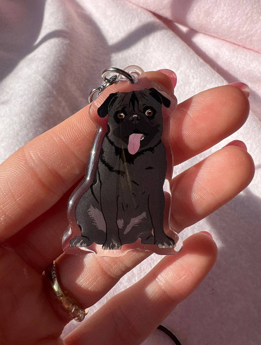 Pug (Black) Keychain