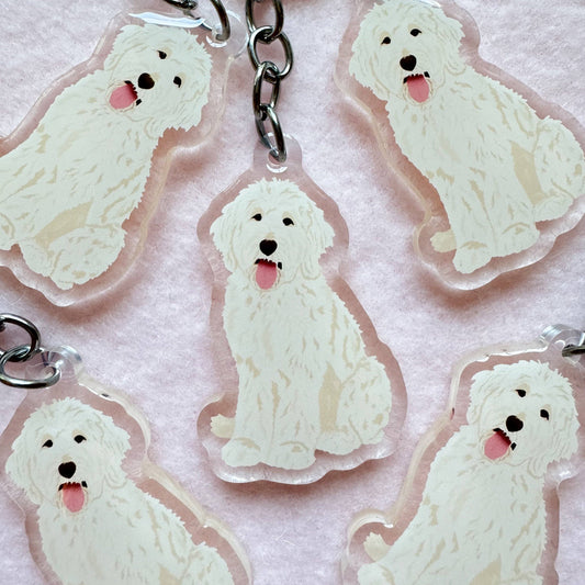 Goldendoodle, Labradoodle (white/cream) Keychain