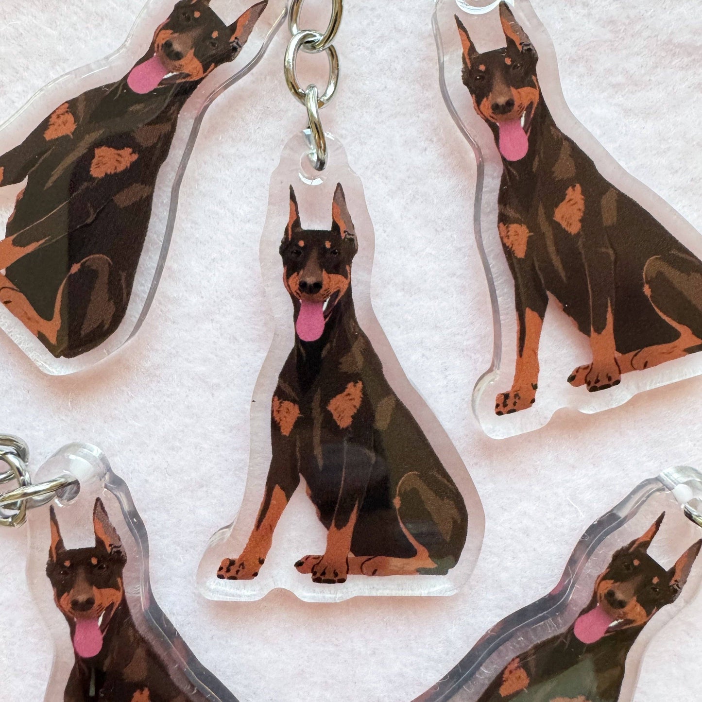 Dobermann (red & rust/cropped ears) Keychain