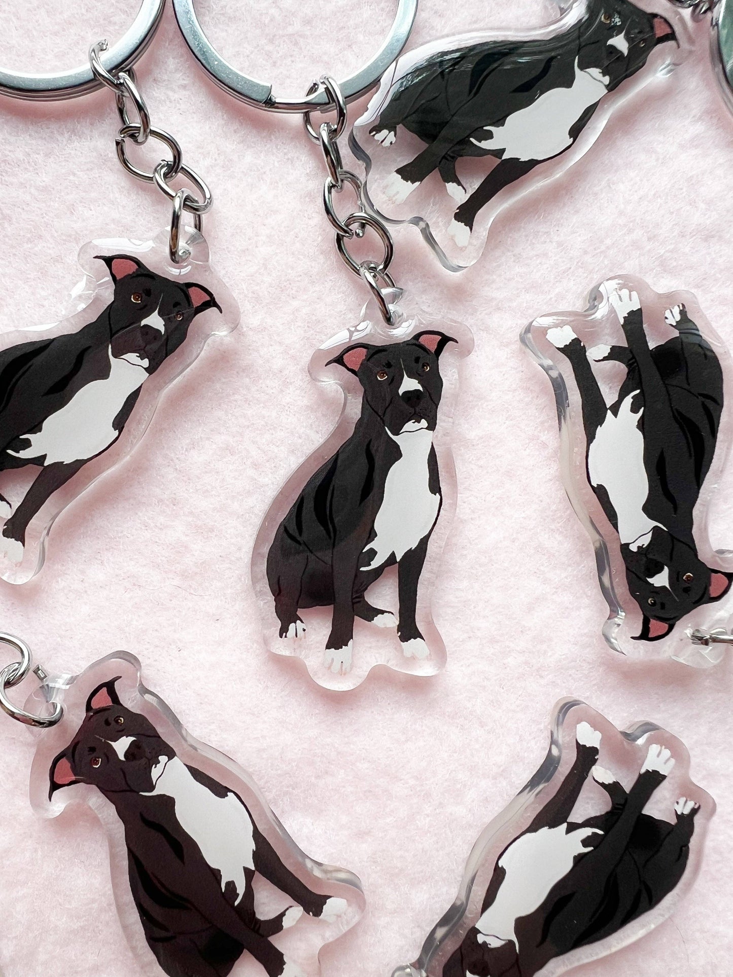 Pit Bull, Staffy (black) Keychain