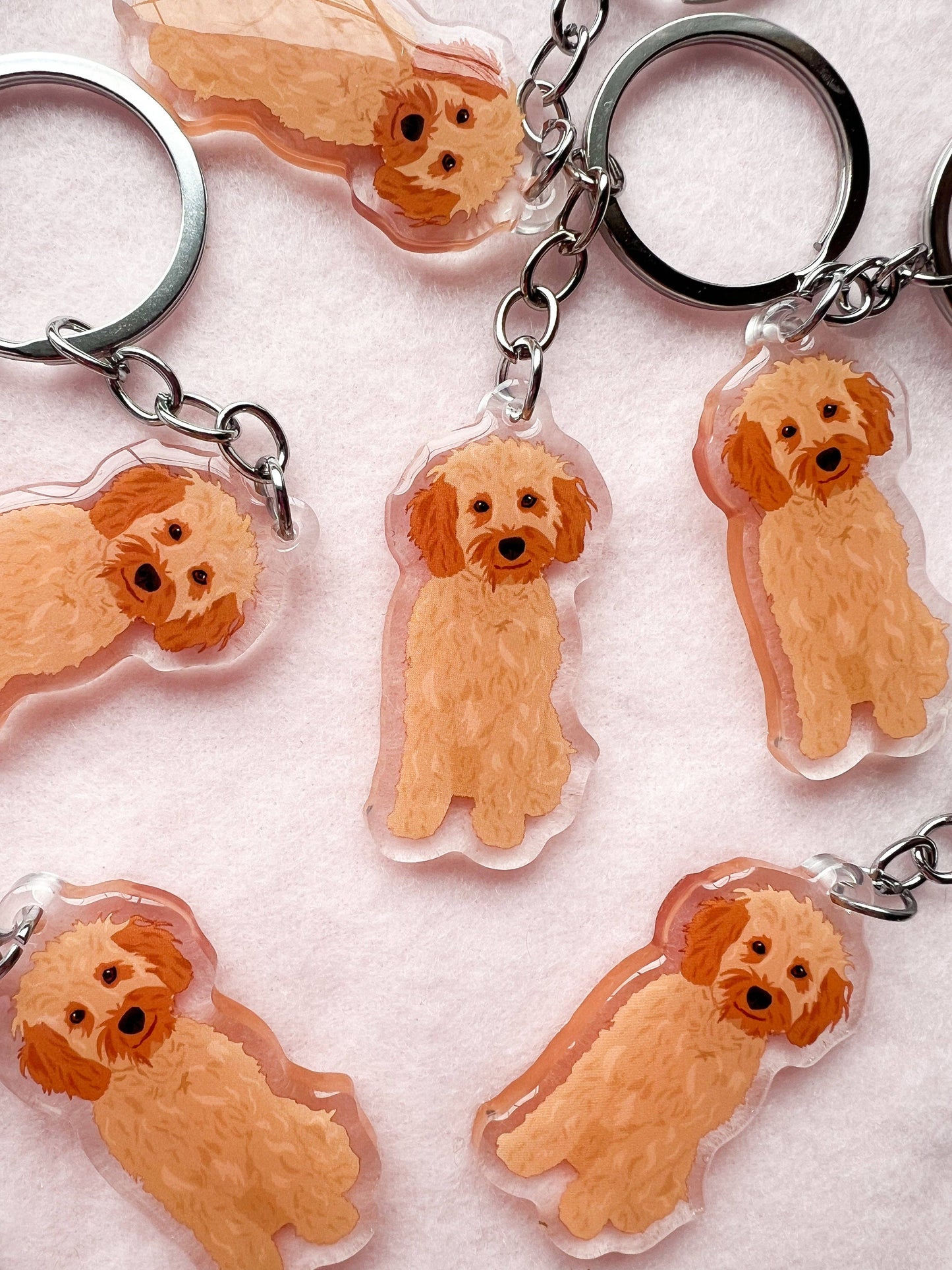 Cockapoo (blonde), Mini Goldendoodle (blonde), Multipoo Keychain