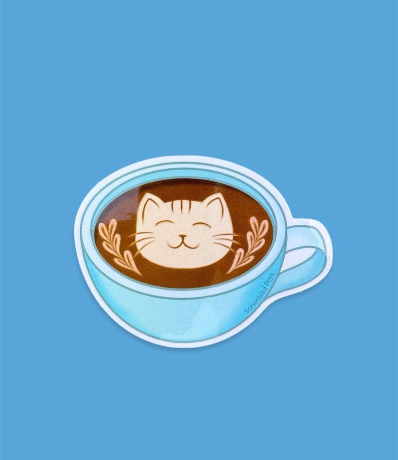 Cat in Latte Art, Coffee Shop Cute Coffe Mug Tea Cup Kitty Lover Latte Foam Design Cat Mom Gift for Friend