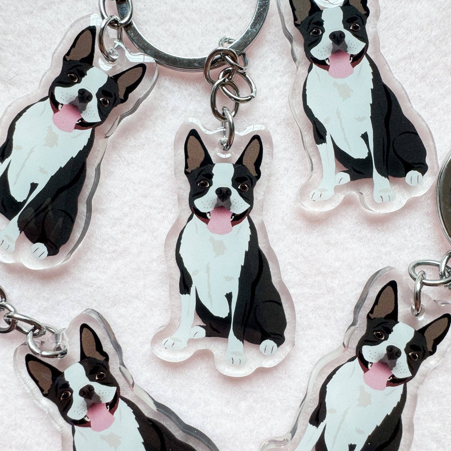 Boston Terrier (black & white) Keychain