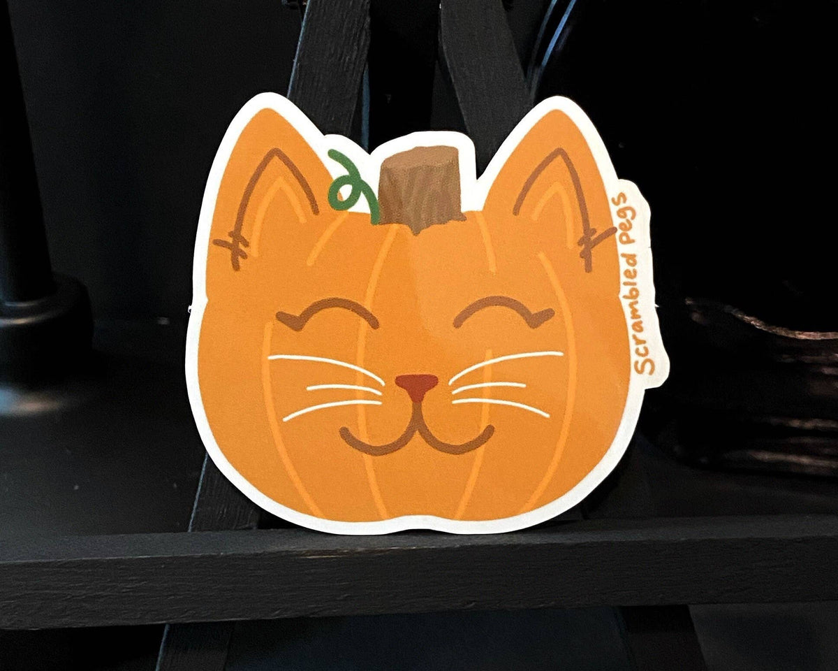 Pumpkin Cat Halloween Waterproof Kawaii Sticker Gift