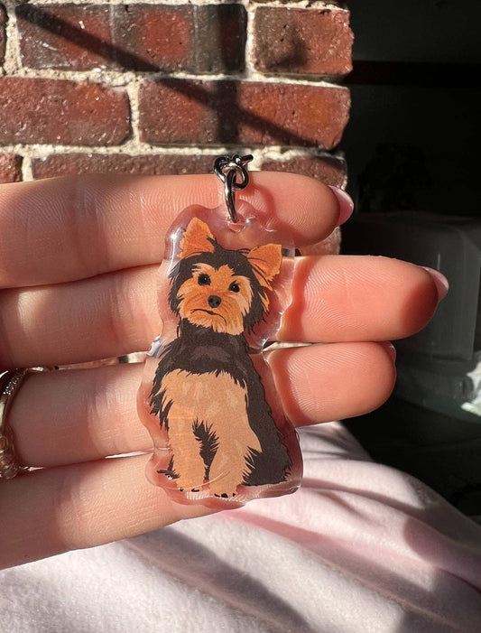 Yorkshire Terrier (black & tan yorkie) Keychain