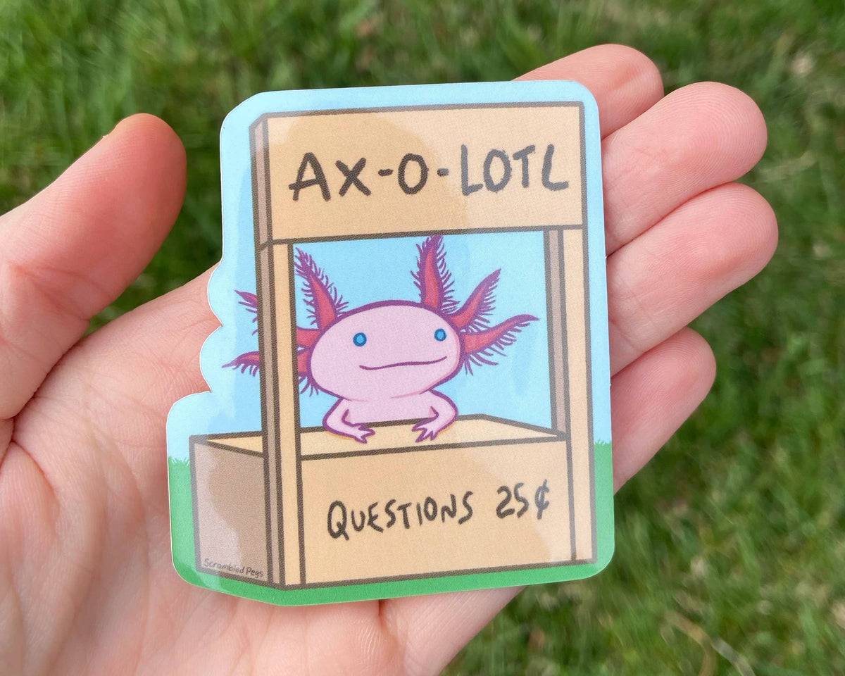 Axolotl Advice Booth Vinyl Sticker for Water Bottle Laptop