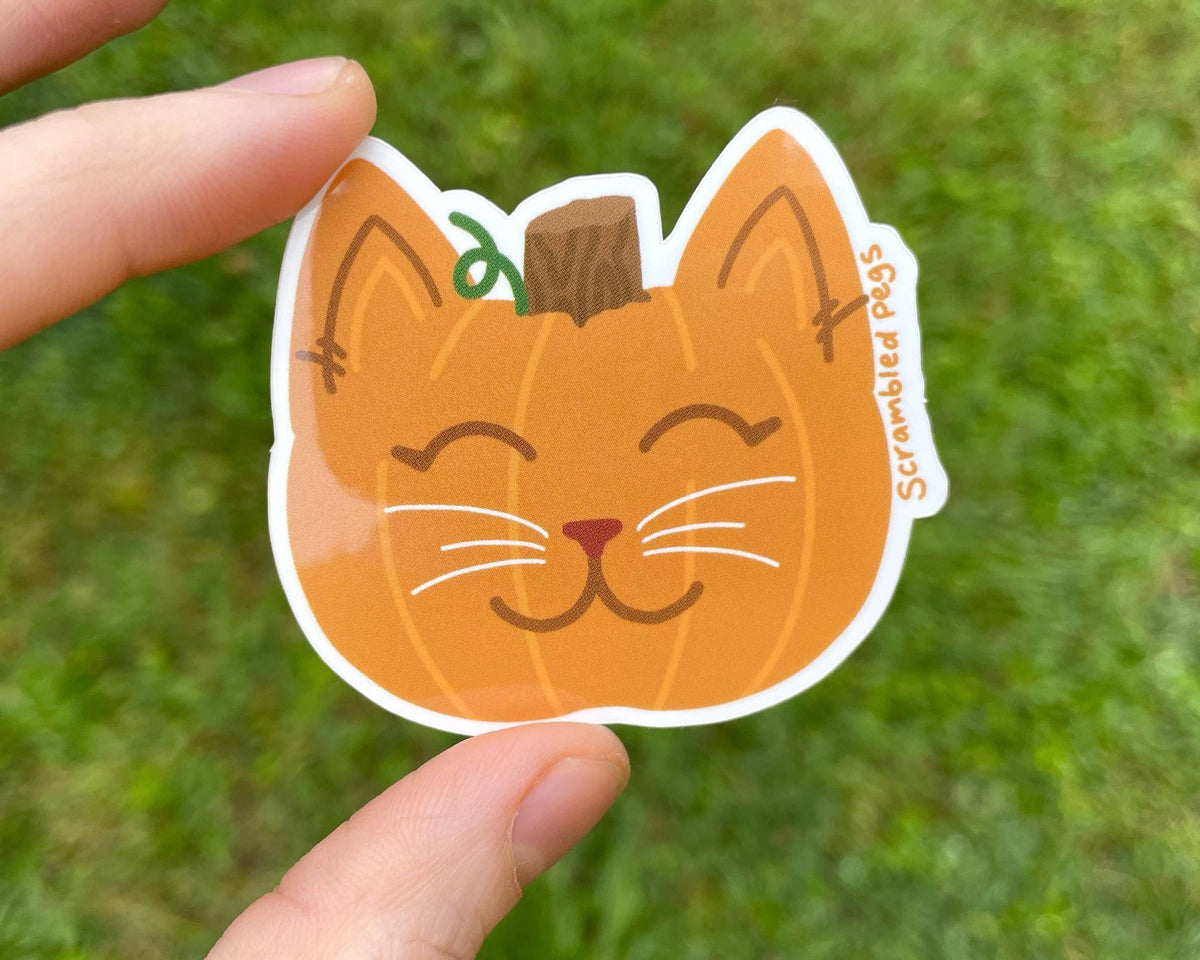Pumpkin Cat Halloween Waterproof Kawaii Sticker Gift